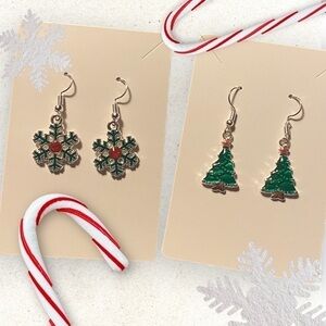 CHRISTMAS Earrings bundle .. two sets .. snowflakes & Christmas trees ( new)
